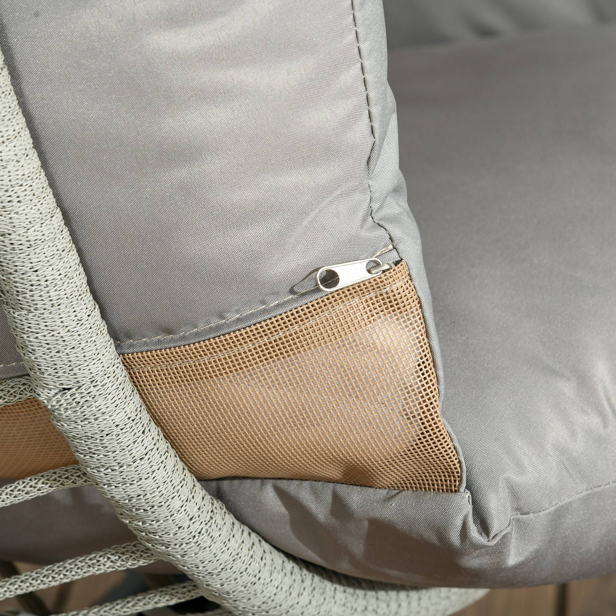 Fauteuil œuf suspendu acier intérieur extérieur pliable 110x100x188cm gris - ComfortXL Outdoor Living - Image 10