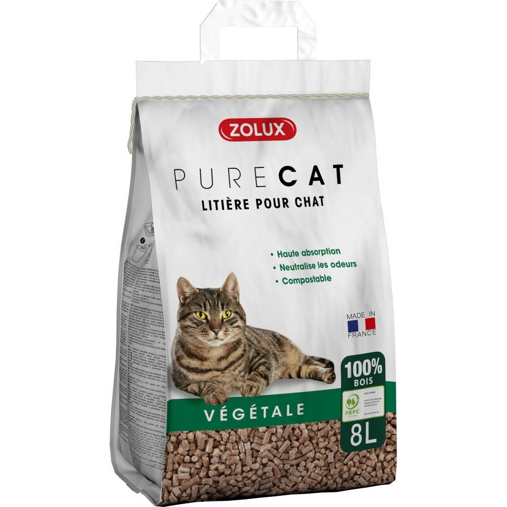 Zolux - zolux - Litière végétale granules de bois PureCat 8 L soit 5.66 kg pour chat - Image 1