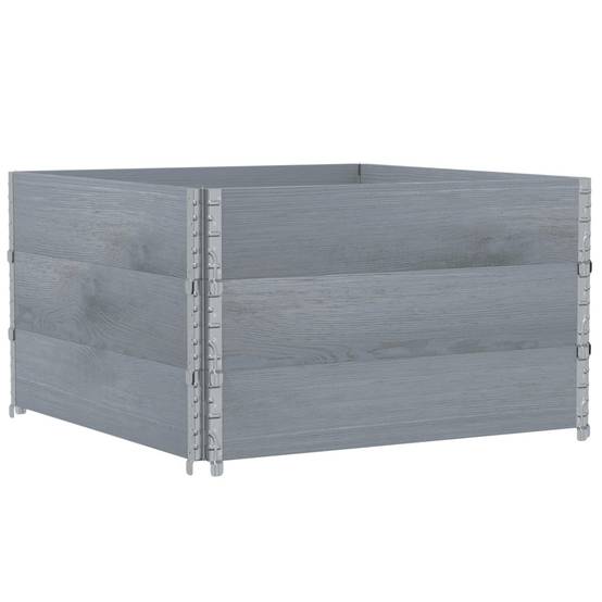 Jardinière bois de pin massif gris 100 x 100 x 60.5 cm - PANGIVO - Image 2
