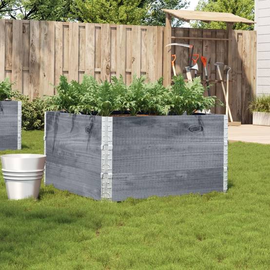 Jardinière bois de pin massif gris 100 x 100 x 60.5 cm - PANGIVO - Image 1
