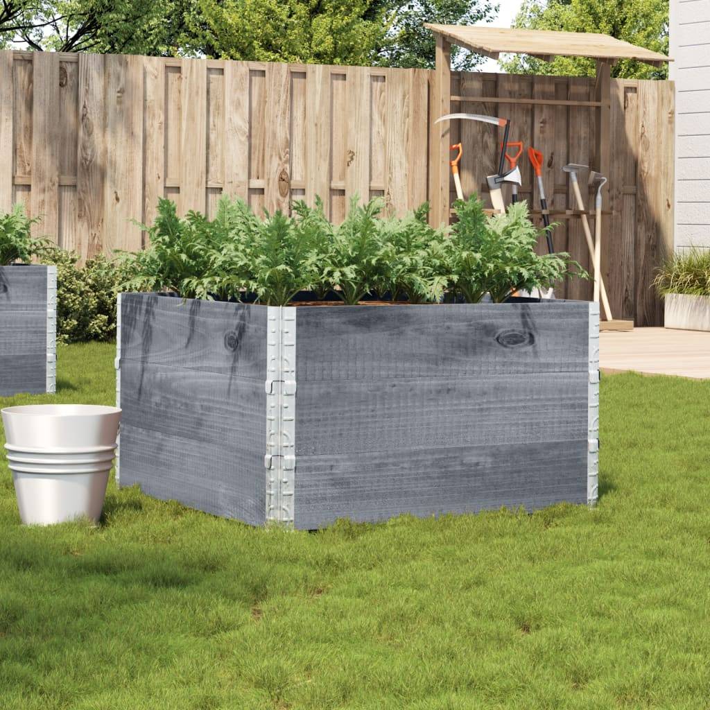 Jardinière bois de pin massif gris 100 x 100 x 60.5 cm - PANGIVO - Image 1