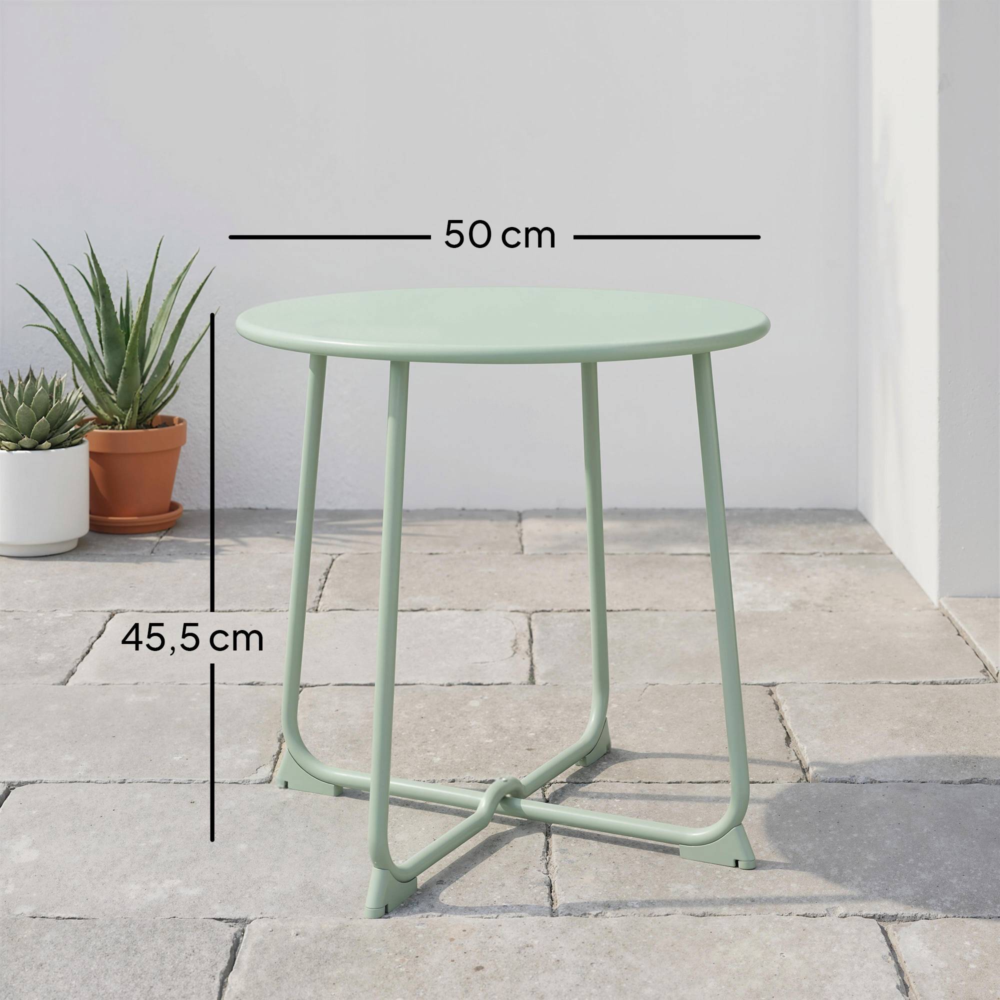 Table basse de jardin métal vert foncé 50 x 50 x 45.5 cm - PANGIVO - Image 5