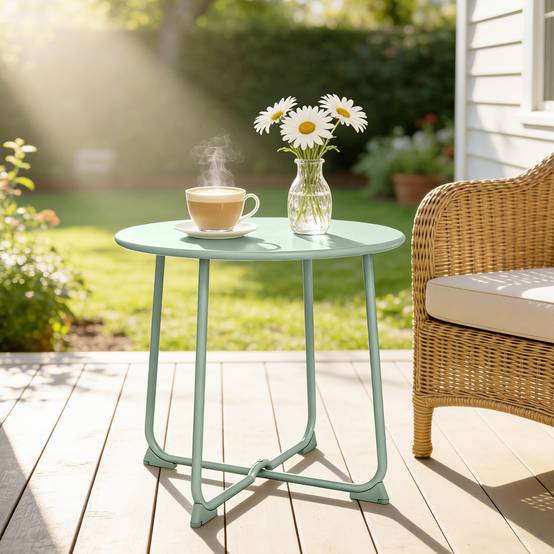 Table basse de jardin métal vert foncé 50 x 50 x 45.5 cm - PANGIVO - Image 3
