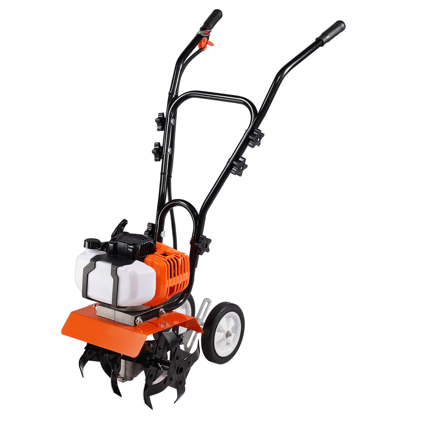 VEVOR Motobineuse thermique 43CC 2 temps, 4 dents réglables acier, grandes roues, pour potager. - Image 1