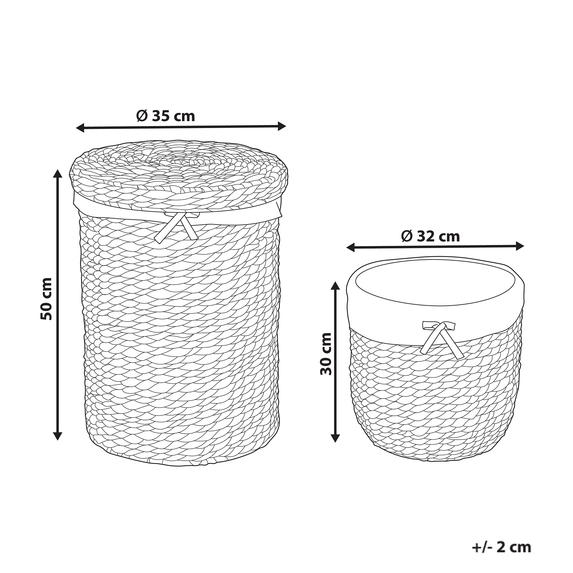 Beliani - Paniers à linge Fibre de jacinthe d'eau Naturel DANANG - 32x32x30- Beliani - Image 3