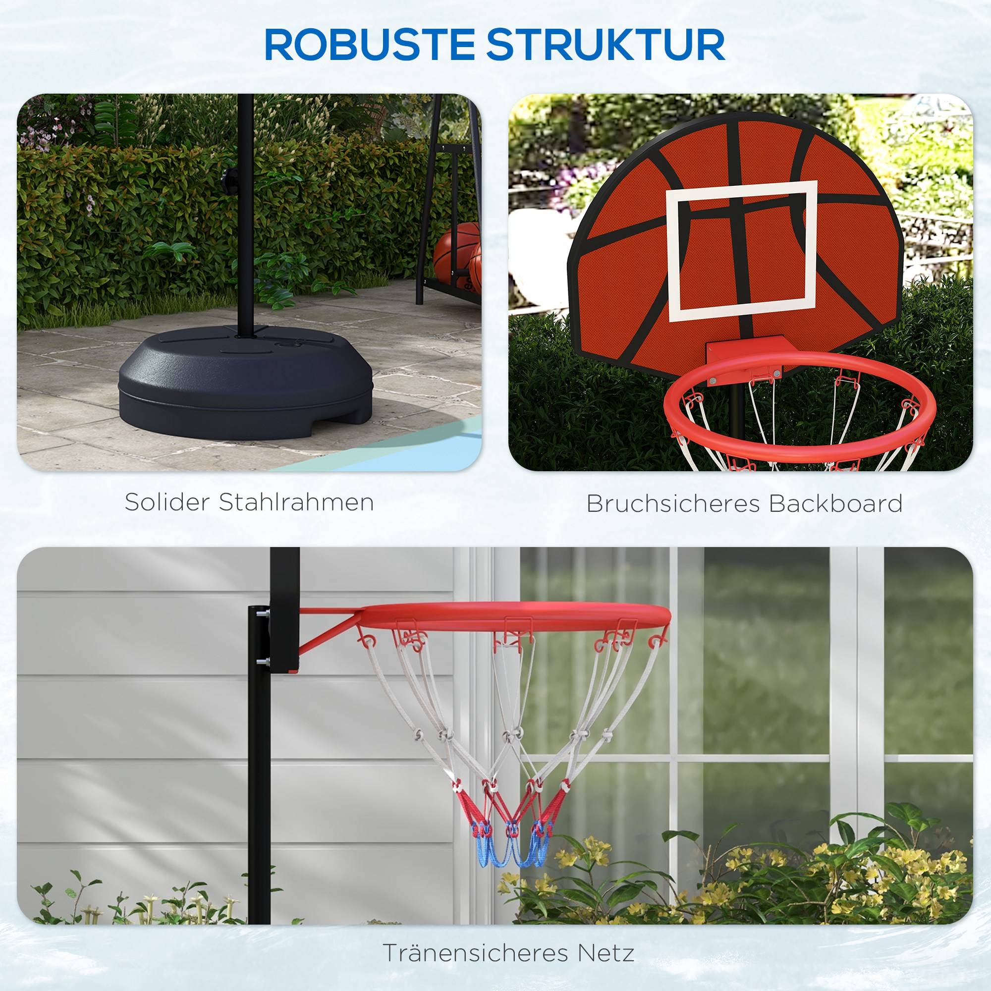 ComfortXL - Panier de basket 2-en-1 acier 97,5-148 cm brun noir avec cible fléchettes magnétique et base lestable - Image 7
