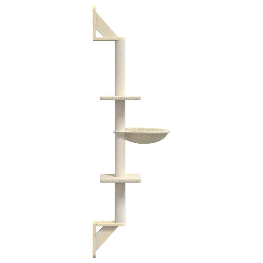 Arbre à chat mural bois et sisal crème 22 x 40 x 142.5 cm - PANGIVO - Image 5