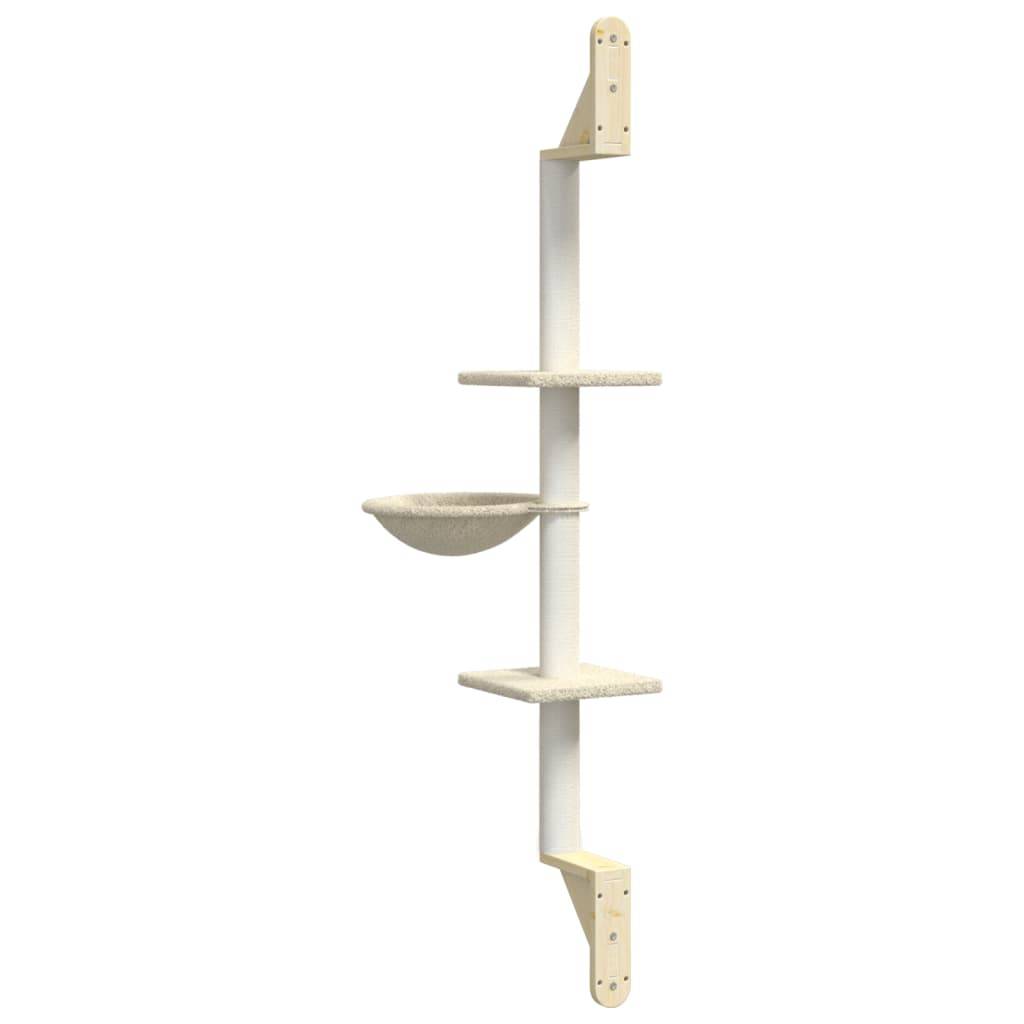 Arbre à chat mural bois et sisal crème 22 x 40 x 142.5 cm - PANGIVO - Image 6
