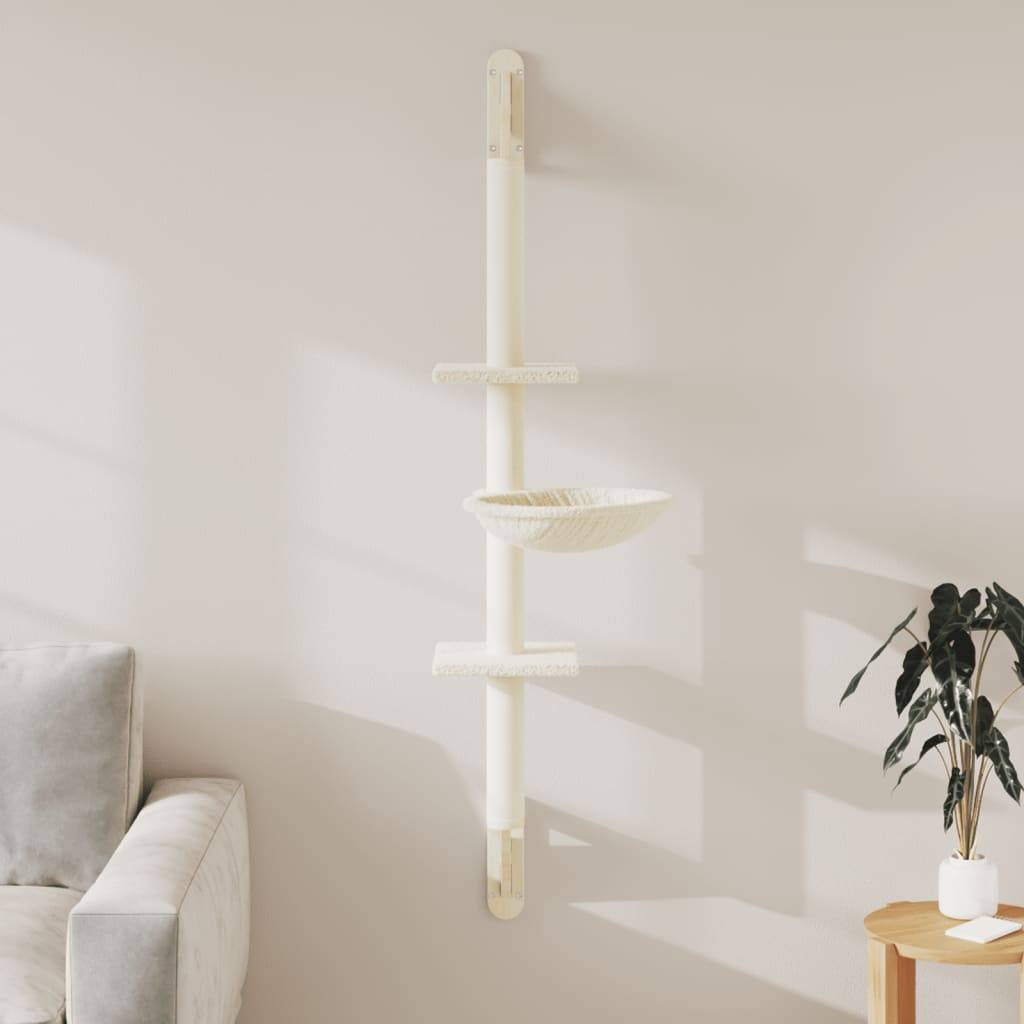Arbre à chat mural bois et sisal crème 22 x 40 x 142.5 cm - PANGIVO - Image 1