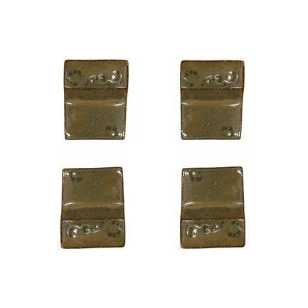 Lot de 4 pieds de pot 6cm vert crème fait à la main en terre cuite émaillée - Image 2