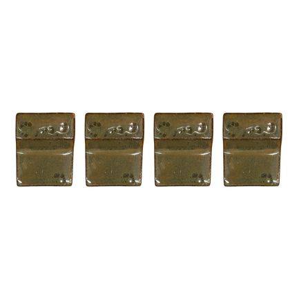 Lot de 4 pieds de pot 6cm vert crème fait à la main en terre cuite émaillée