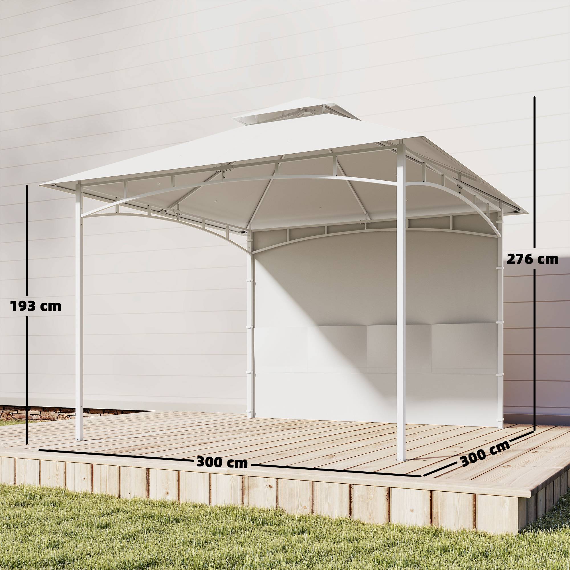 Maison Chic - Pavillon Tonnelle de Jardin Toit Double Rideaux et Poches de Rangement 300x300x276cm Métal Crème fr358 - Image 5