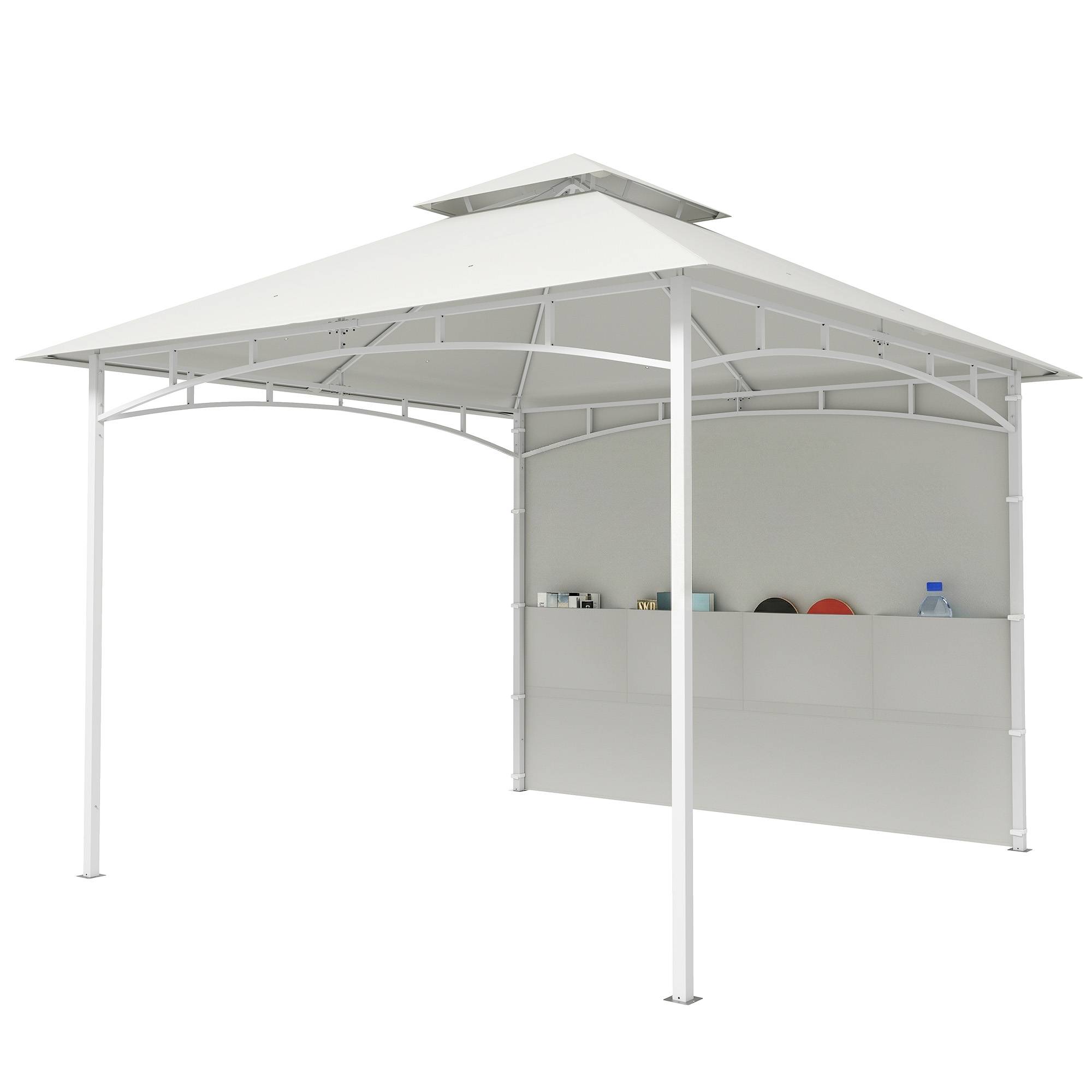 Maison Chic - Pavillon Tonnelle de Jardin Toit Double Rideaux et Poches de Rangement 300x300x276cm Métal Crème fr358 - Image 2