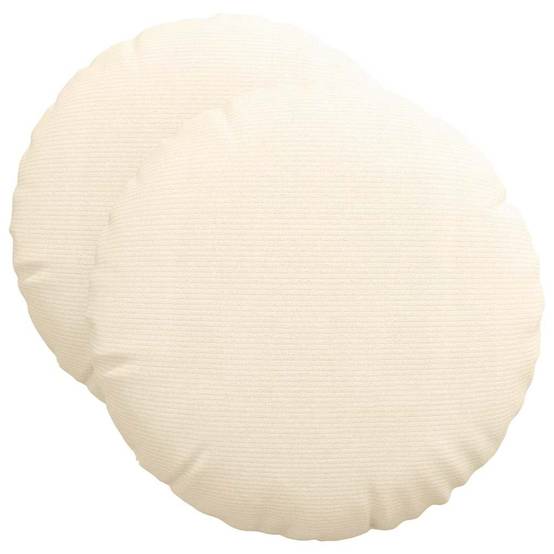 Coussins de siège 2 pcs Crème Ø 50 cm Tissu en velours côtelé Maison Chic - Image 1