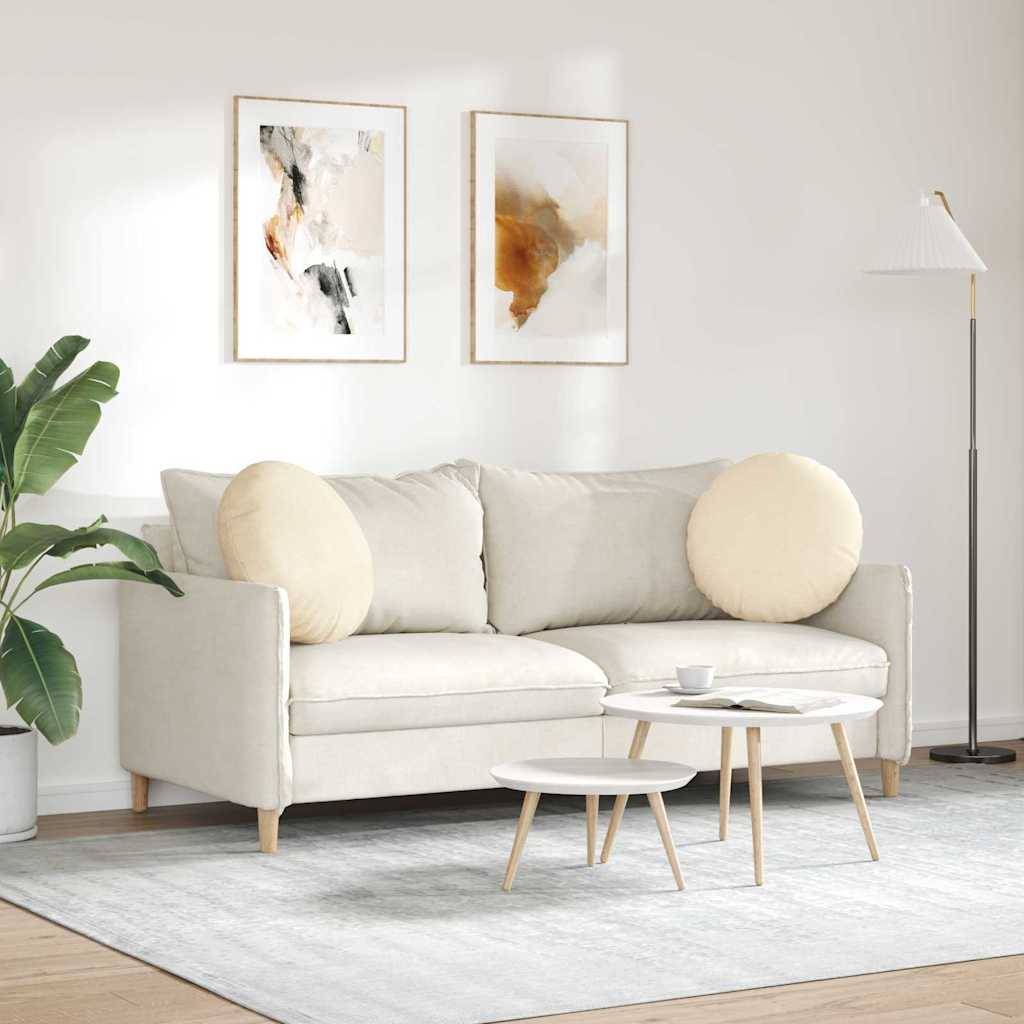 Coussins de siège 2 pcs Crème Ø 50 cm Tissu en velours côtelé Maison Chic - Image 4