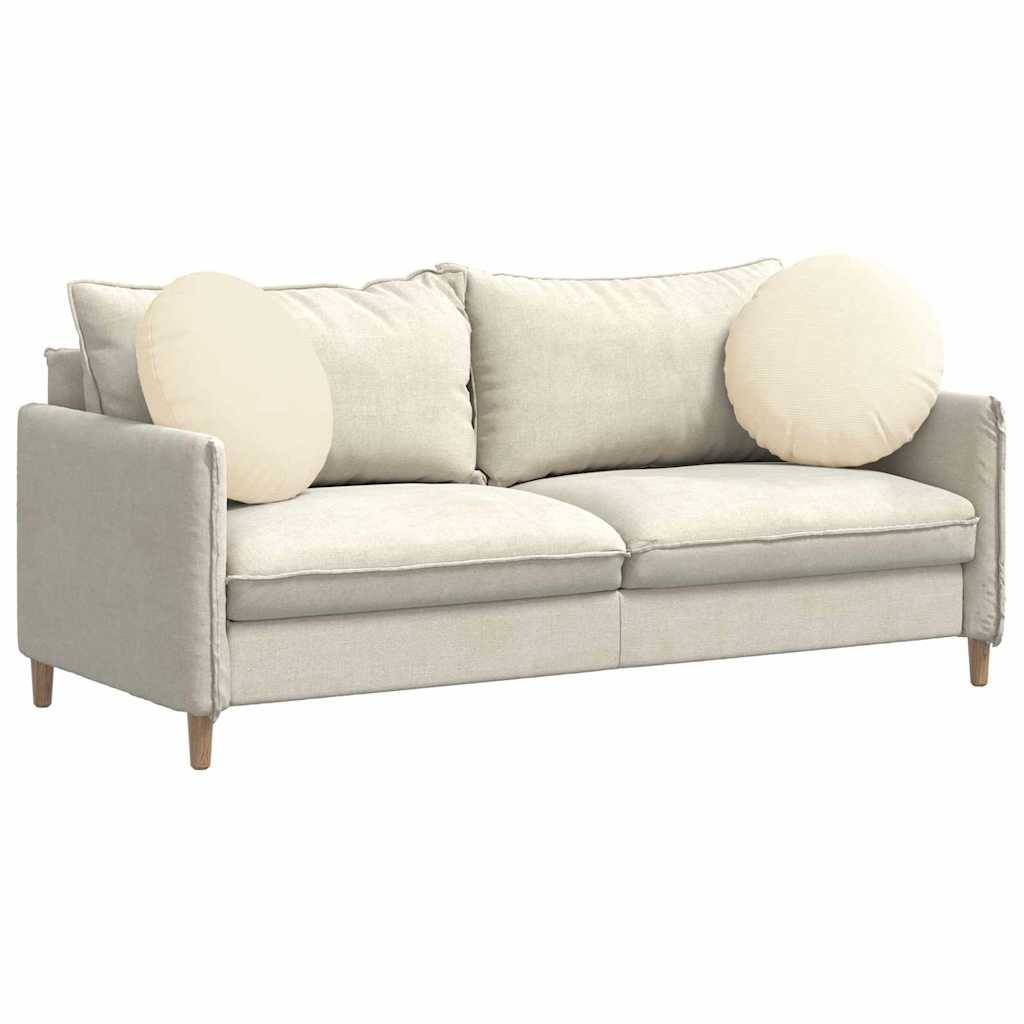 Coussins de siège 2 pcs Crème Ø 50 cm Tissu en velours côtelé Maison Chic - Image 3