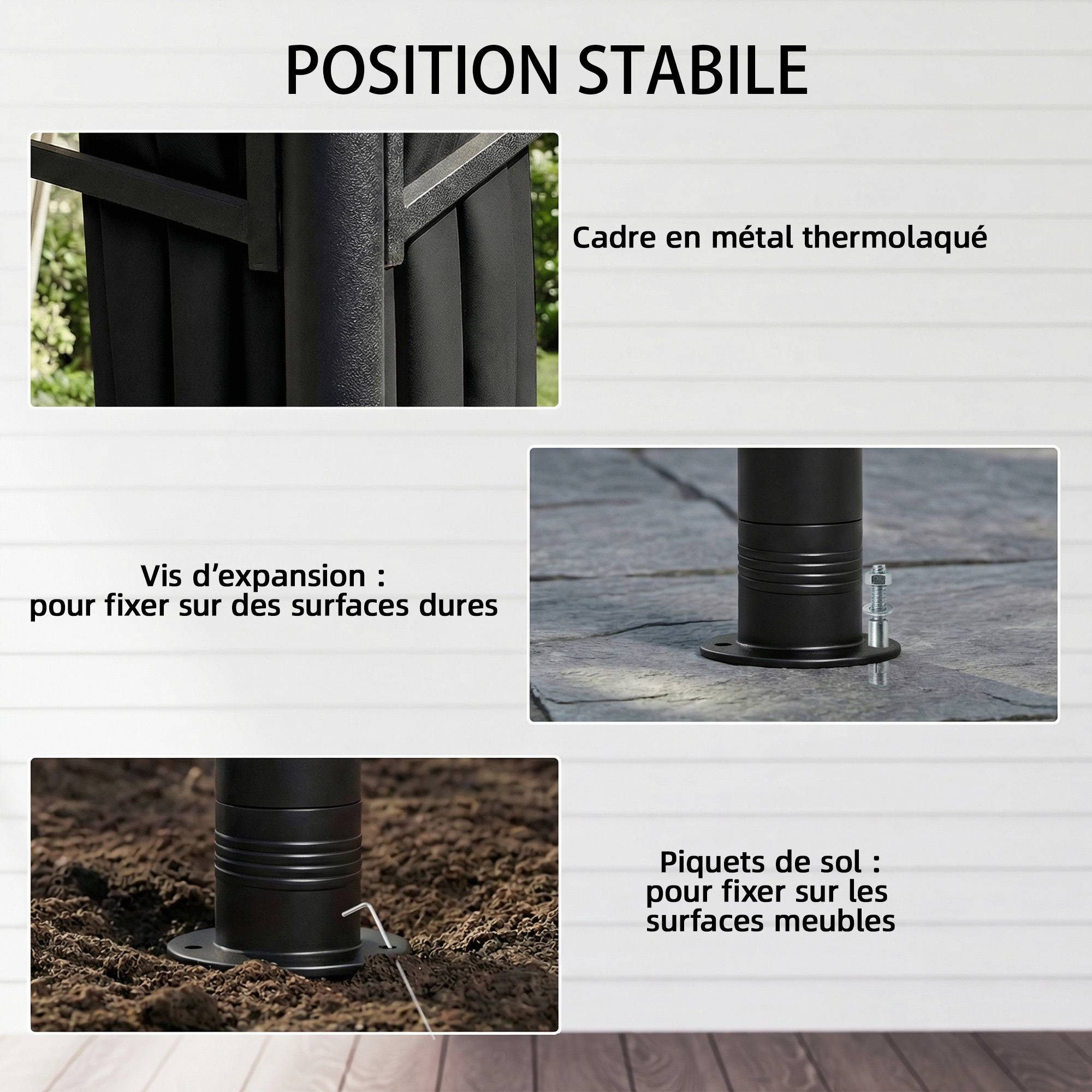 Tonnelle de jardin Métal 3x3m Gris Foncé Toit double rétractable imperméable anti-UV - ComfortXL Outdoor Living - Image 7