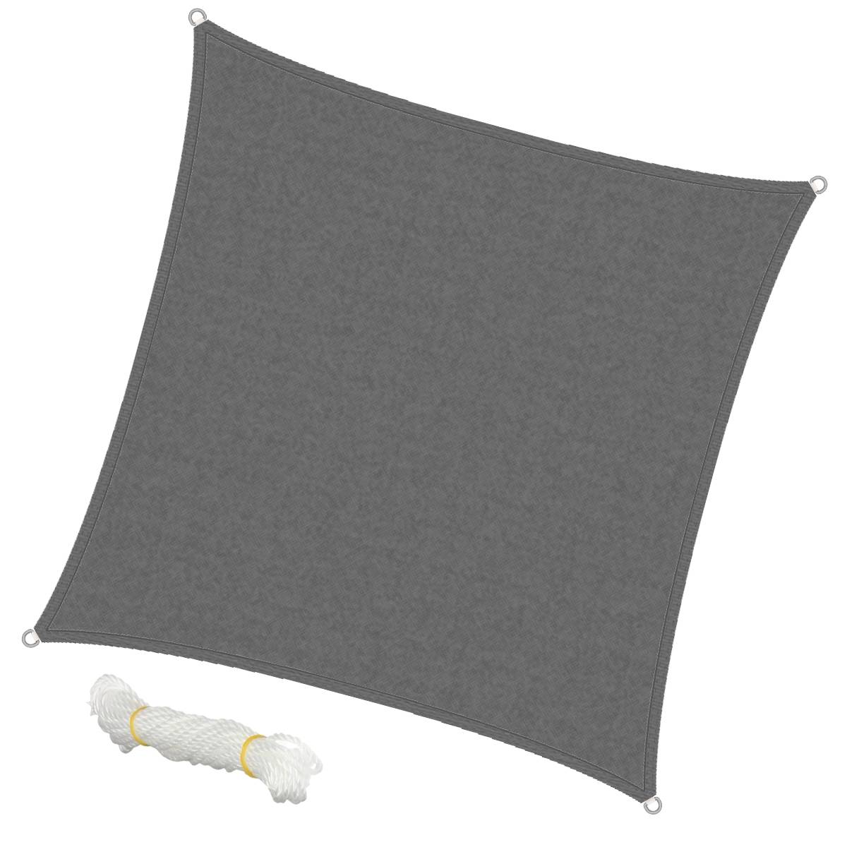 Ecd-Germany - Voile d'ombrage protection UV solaire toile tendue parasol carré 3,6x3,6 m gris - Image 1