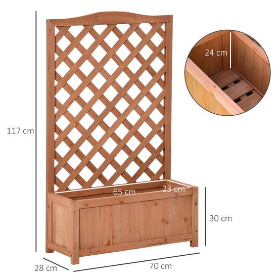 Jardinière avec treillis bois sapin balcon brise-vue 117cm naturel - ComfortXL Outdoor Living - Image 5