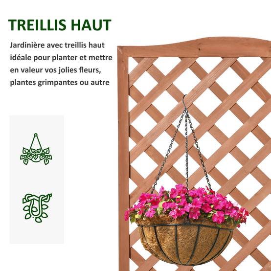 Jardinière avec treillis bois sapin balcon brise-vue 117cm naturel - ComfortXL Outdoor Living - Image 7
