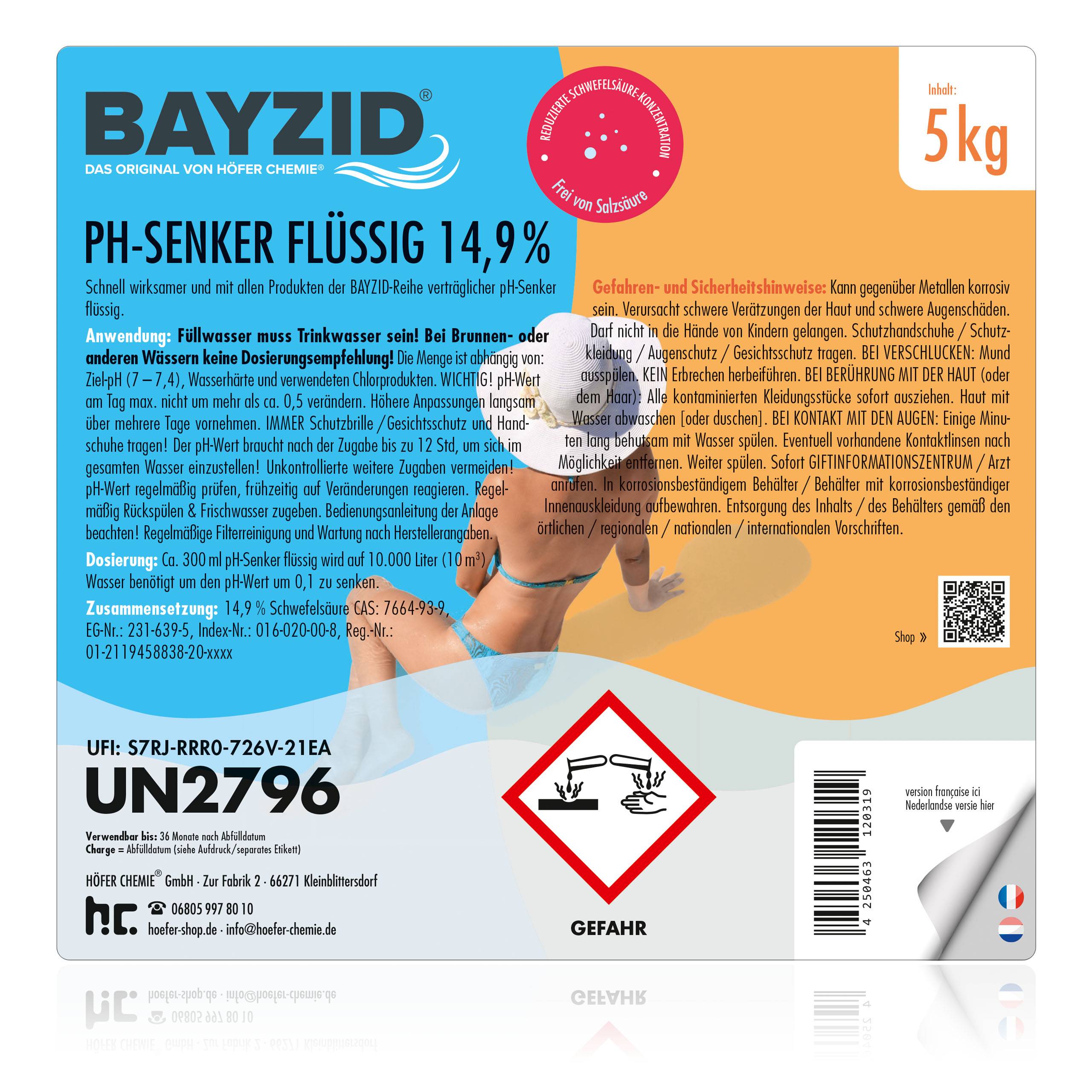 pH moins liquide 14,9% Bayzid® en bidon de 5 KG x 2 - Image 3