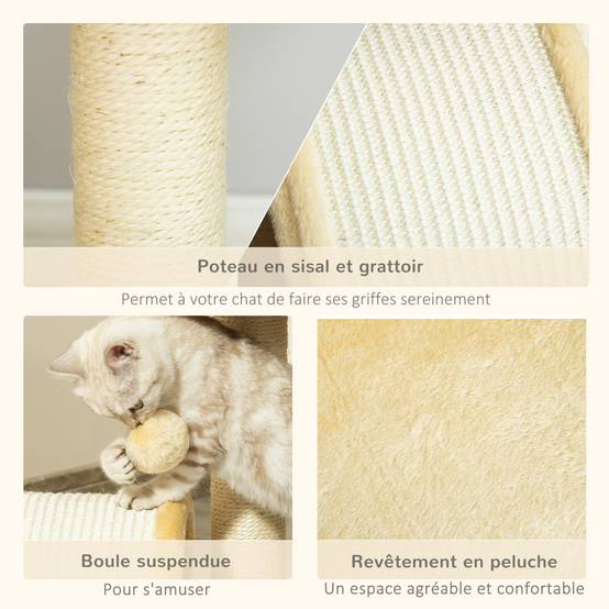 Griffoir sisal et peluche beige 35.5 x 37 x 46 cm - PANGIVO - Image 7