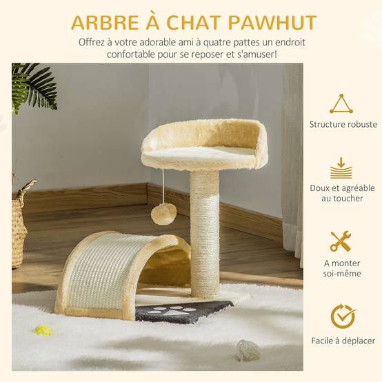 Griffoir sisal et peluche beige 35.5 x 37 x 46 cm - PANGIVO - Image 6