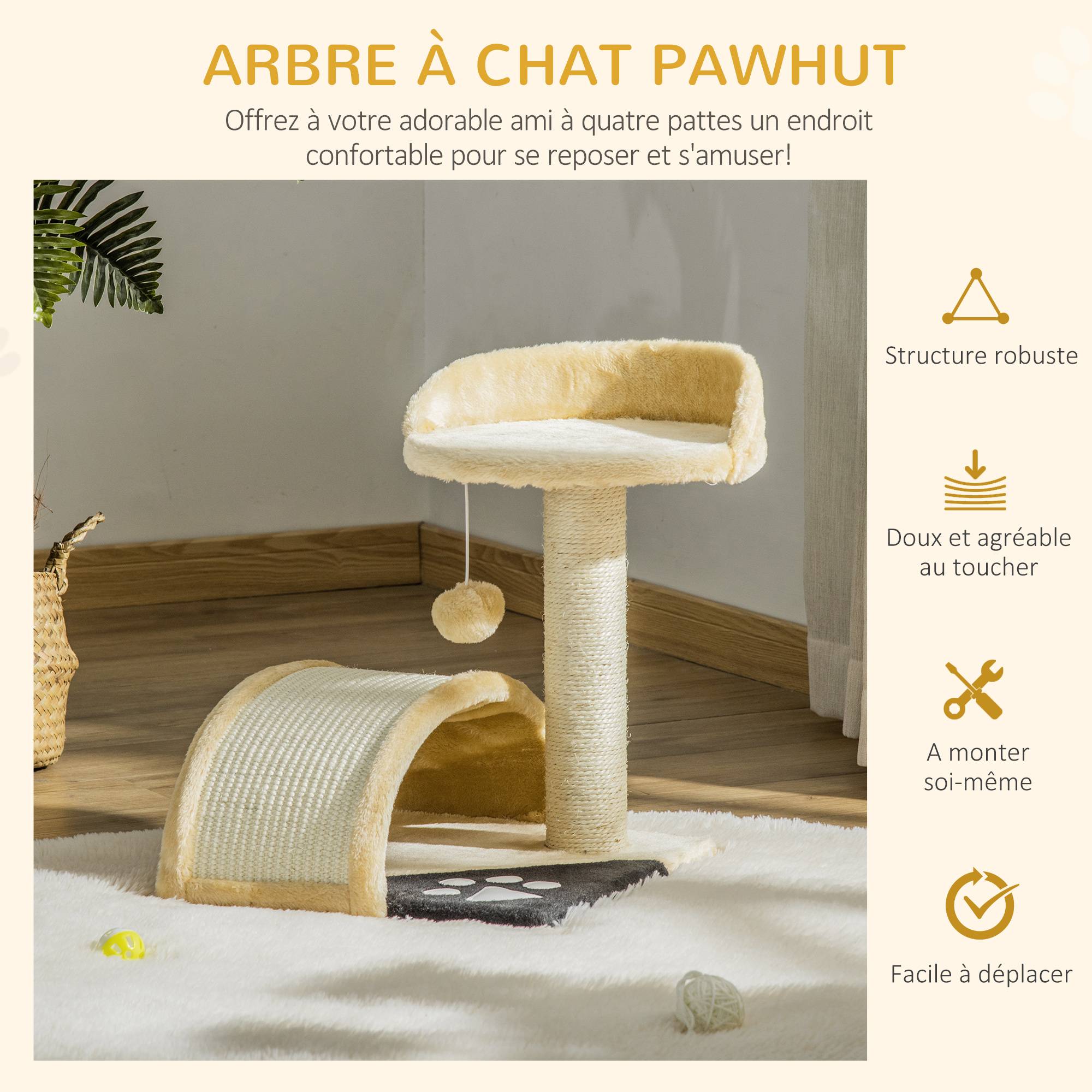 Griffoir sisal et peluche beige 35.5 x 37 x 46 cm - PANGIVO - Image 6