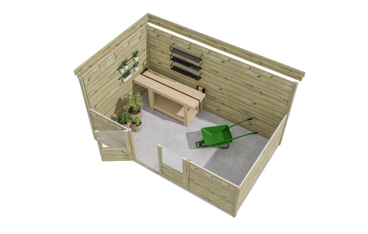Abri Français - ABRI DE JARDIN bois autoclave 27mm - 4,34x2,14m / 9m2 - Bac acier - Abri Français - Image 5