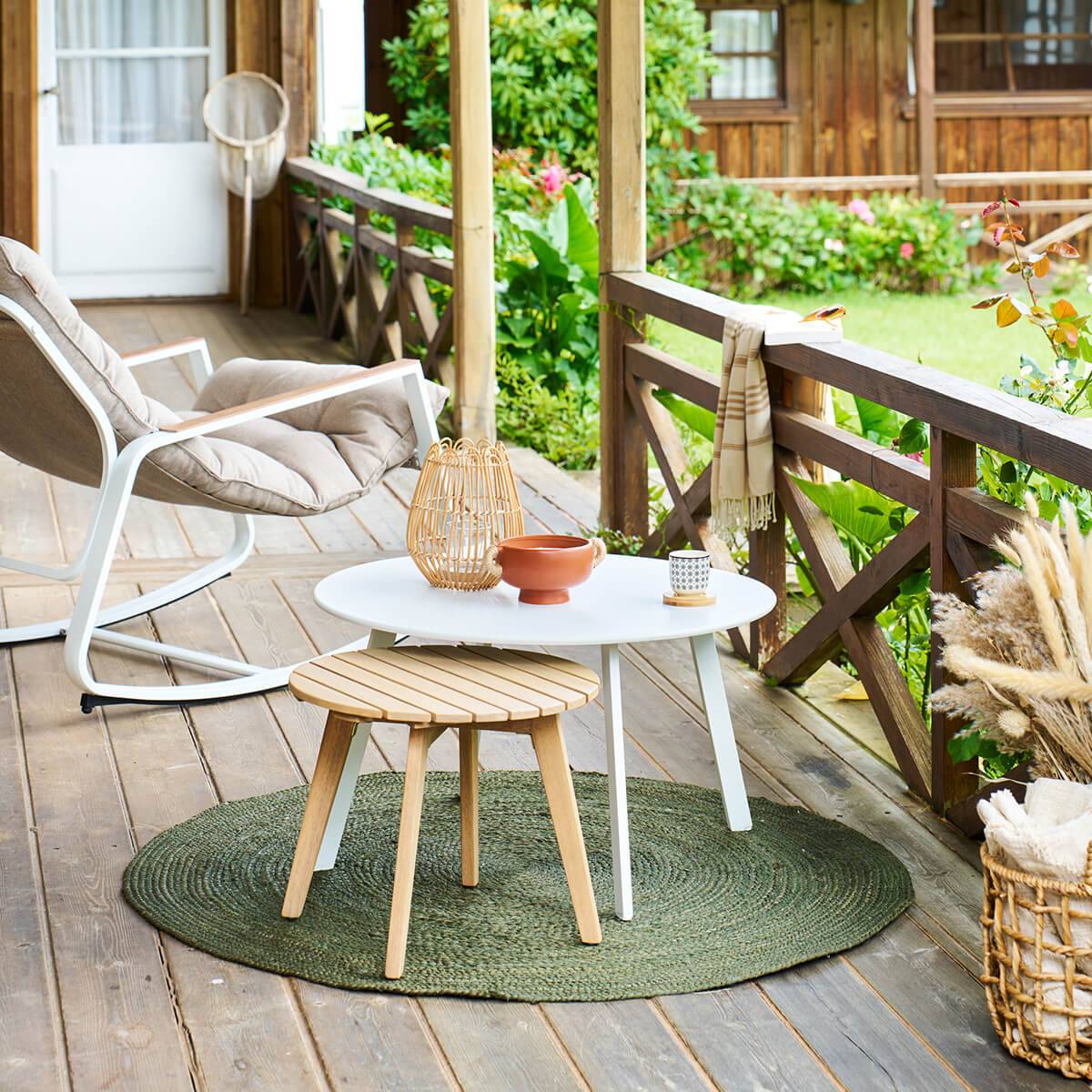 Hesperide - Table d''appoint de jardin ronde "Olvinia" acacia 46x35 cm - Hespéride - Image 1