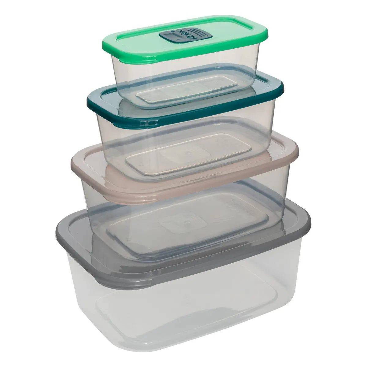 Lot de 4 Boîtes de Conservation "Micro-ondes" 24cm Transparent - Image 1