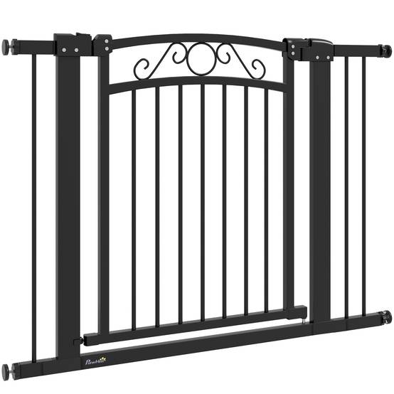 Barrière pour chien à largeur réglable de 76 à 104 cm avec 2 extensions et double verrouillage, noire - Image 2