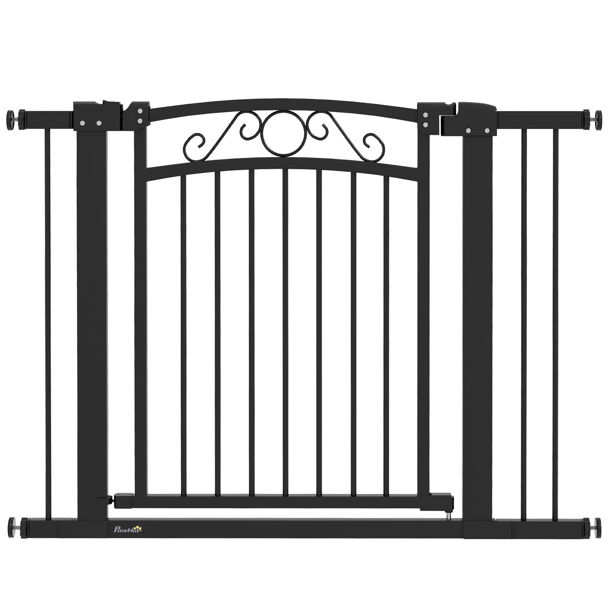 Barrière pour chien à largeur réglable de 76 à 104 cm avec 2 extensions et double verrouillage, noire - Image 1