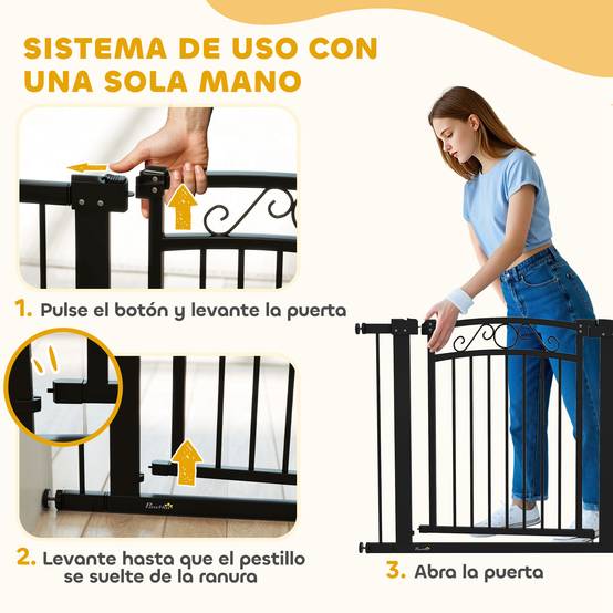 Barrière pour chien à largeur réglable de 76 à 104 cm avec 2 extensions et double verrouillage, noire - Image 10