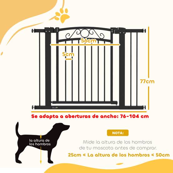 Barrière pour chien à largeur réglable de 76 à 104 cm avec 2 extensions et double verrouillage, noire - Image 5