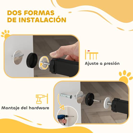 Barrière pour chien à largeur réglable de 76 à 104 cm avec 2 extensions et double verrouillage, noire - Image 8