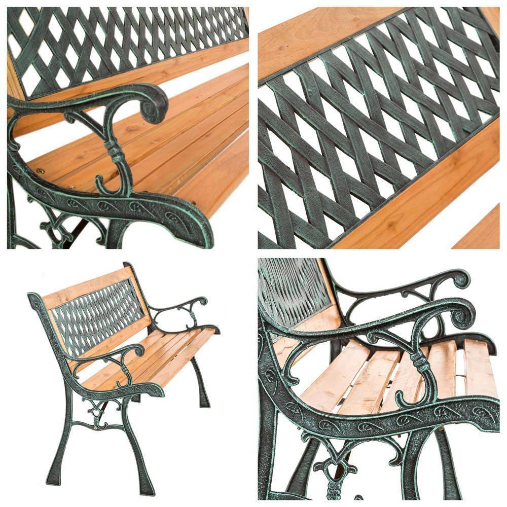 Helloshop26 - Banc de jardin meuble bois massif métal et plastique 128 cm - Image 2