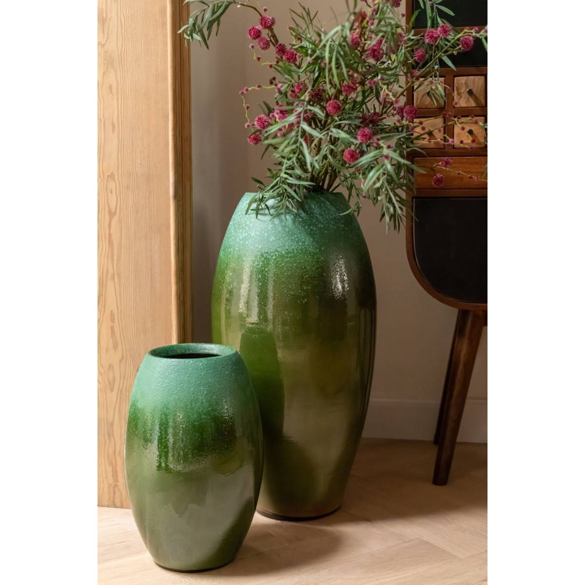 J-Line - Vase Design en Céramique "Verde" 90cm Vert Foncé - Image 4