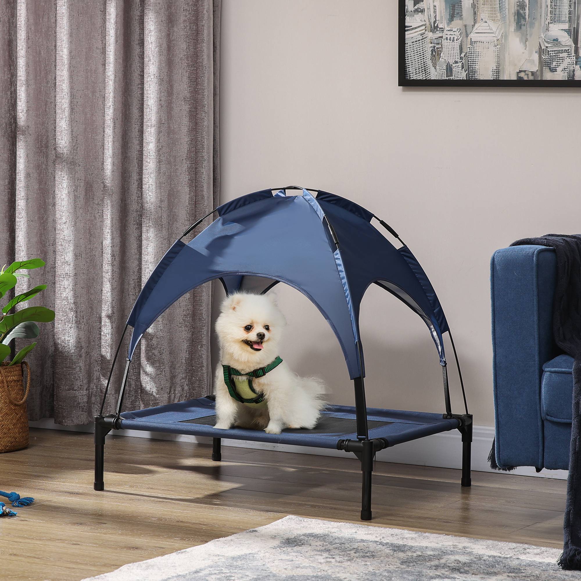 Lit pour chien acier bleu 76 x 61 x 73 cm - PANGIVO - Image 3