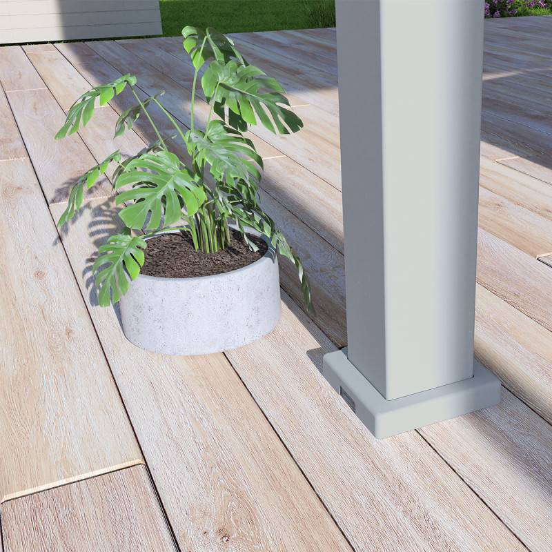 Ombrea - Pergola bioclimatique Ombréa autoportante VS - 3x4M Gris perle + 1 store 4M blanc - Image 4