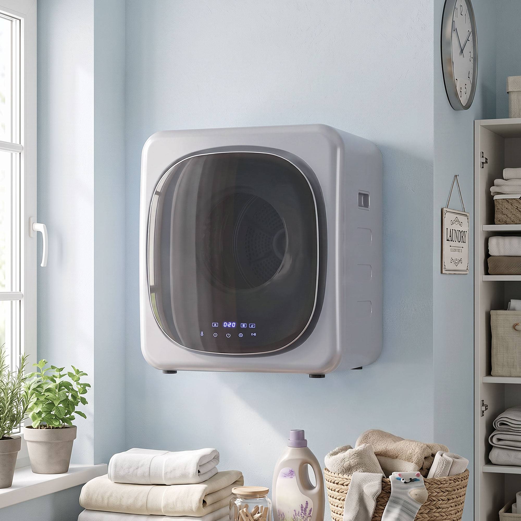 Sèche-linge à évacuation 2,5kg mode intelligent, 800W, tambour inox compact, argent - Image 4