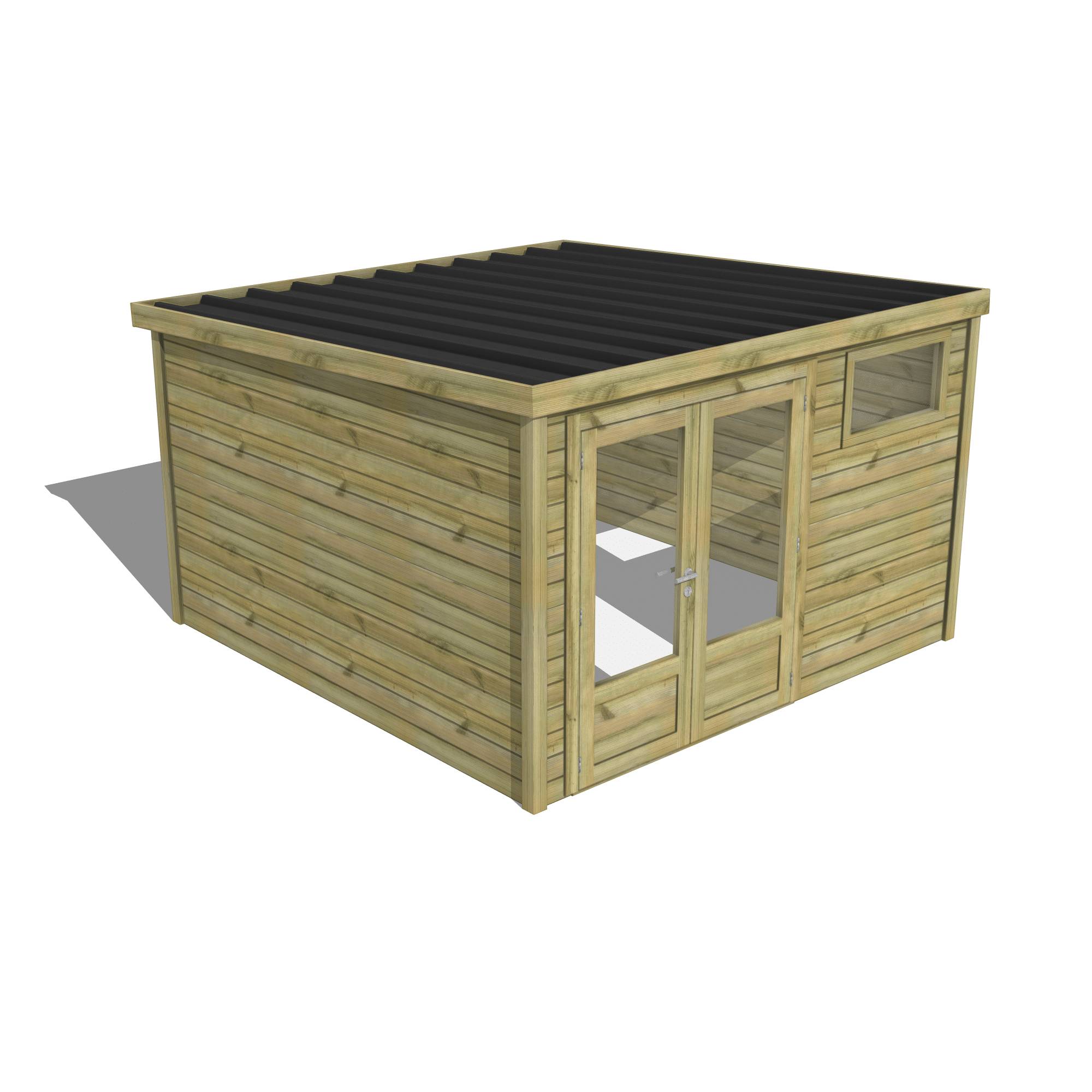 Abri Français - ABRI DE JARDIN bois Pin traité autoclave 27mm - Essentiel - 3,44x3,44m / 12m2 - Bac acier - Abri Français - Image 1