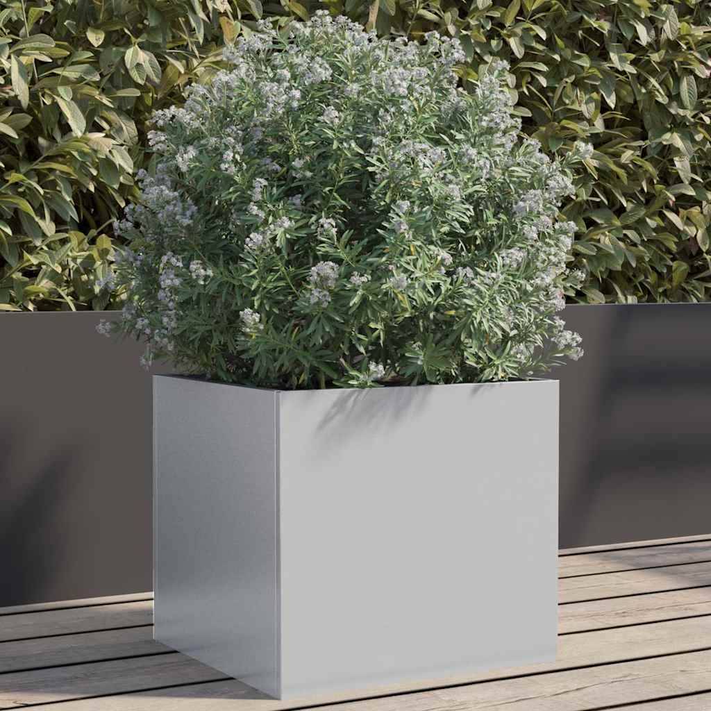ComfortXL - Jardinière rectangulaire acier galvanisé terrasse plantes fleurs argenté 32cm - ComfortXL Outdoor Living