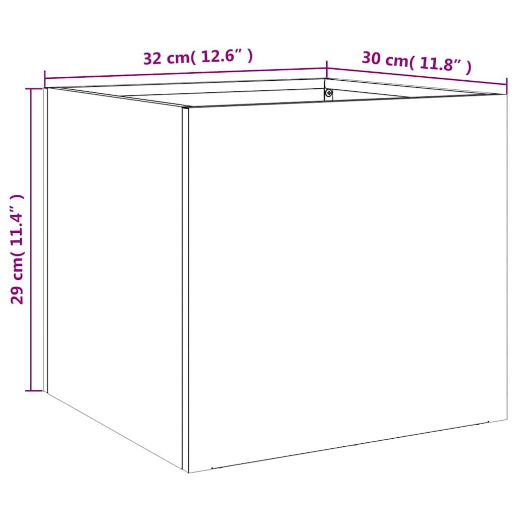 ComfortXL - Jardinière rectangulaire acier galvanisé terrasse plantes fleurs argenté 32cm - ComfortXL Outdoor Living - Image 10