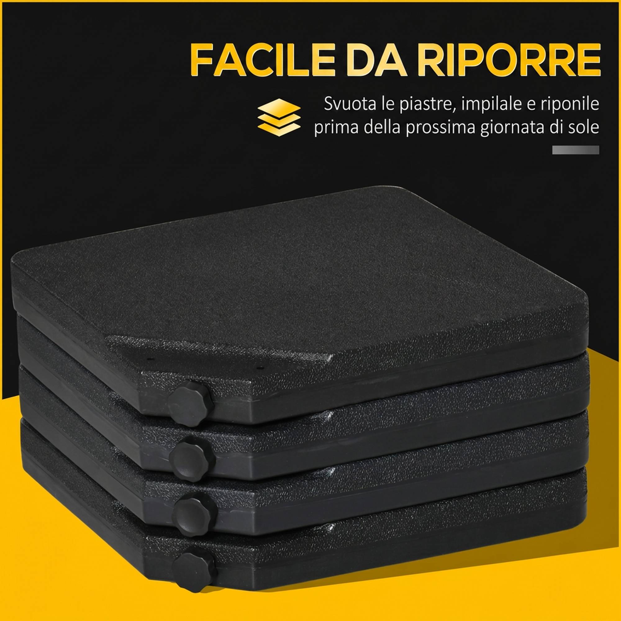 Base de parasol en 4 pièces remplissables avec eau ou sable et crochets de connexion, noir - Image 9