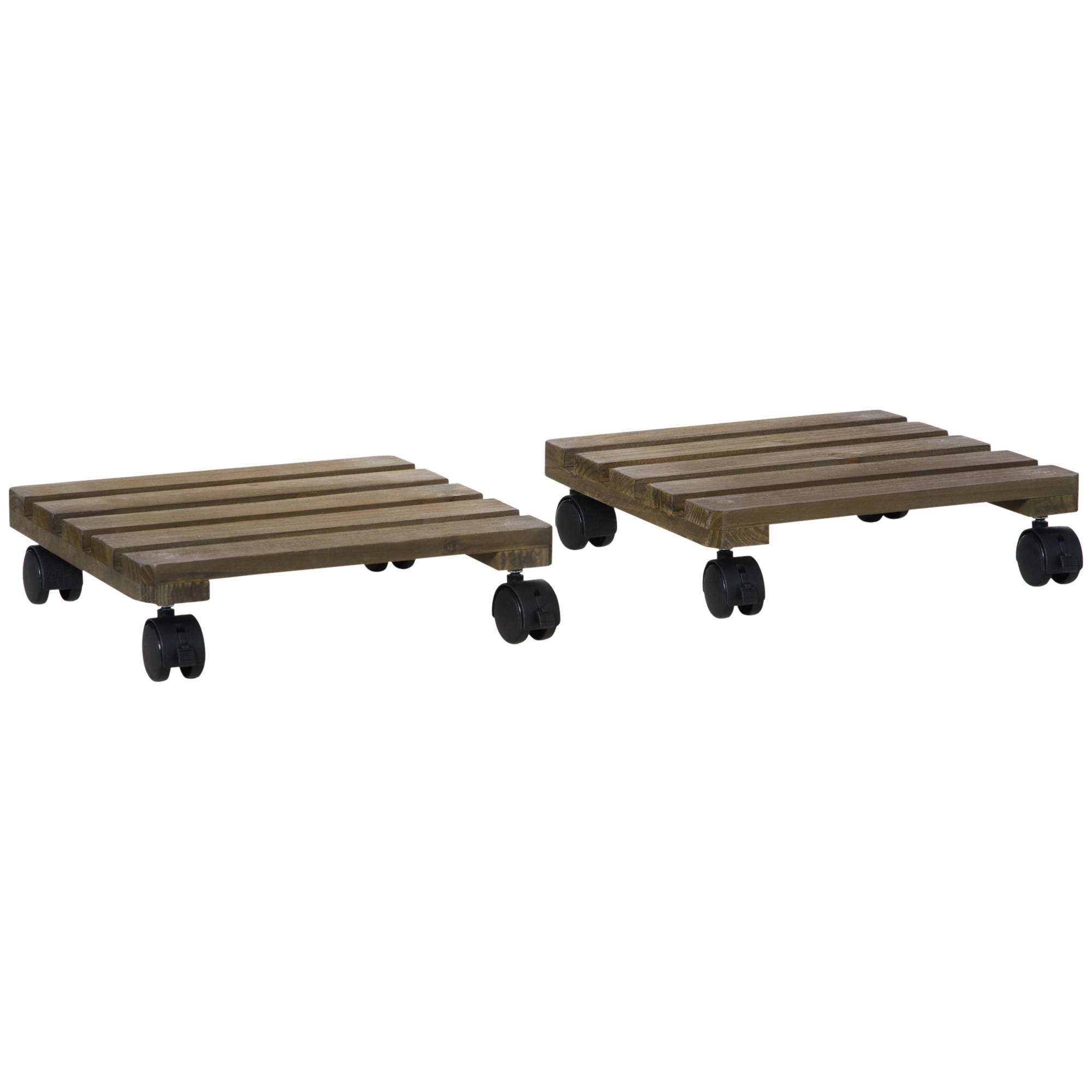 Sans Marque - Lot de 2 supports pour plantes carrés porte plante à roulettes support pour pot de fleurs, pour intérieur et extérieur - Image 2