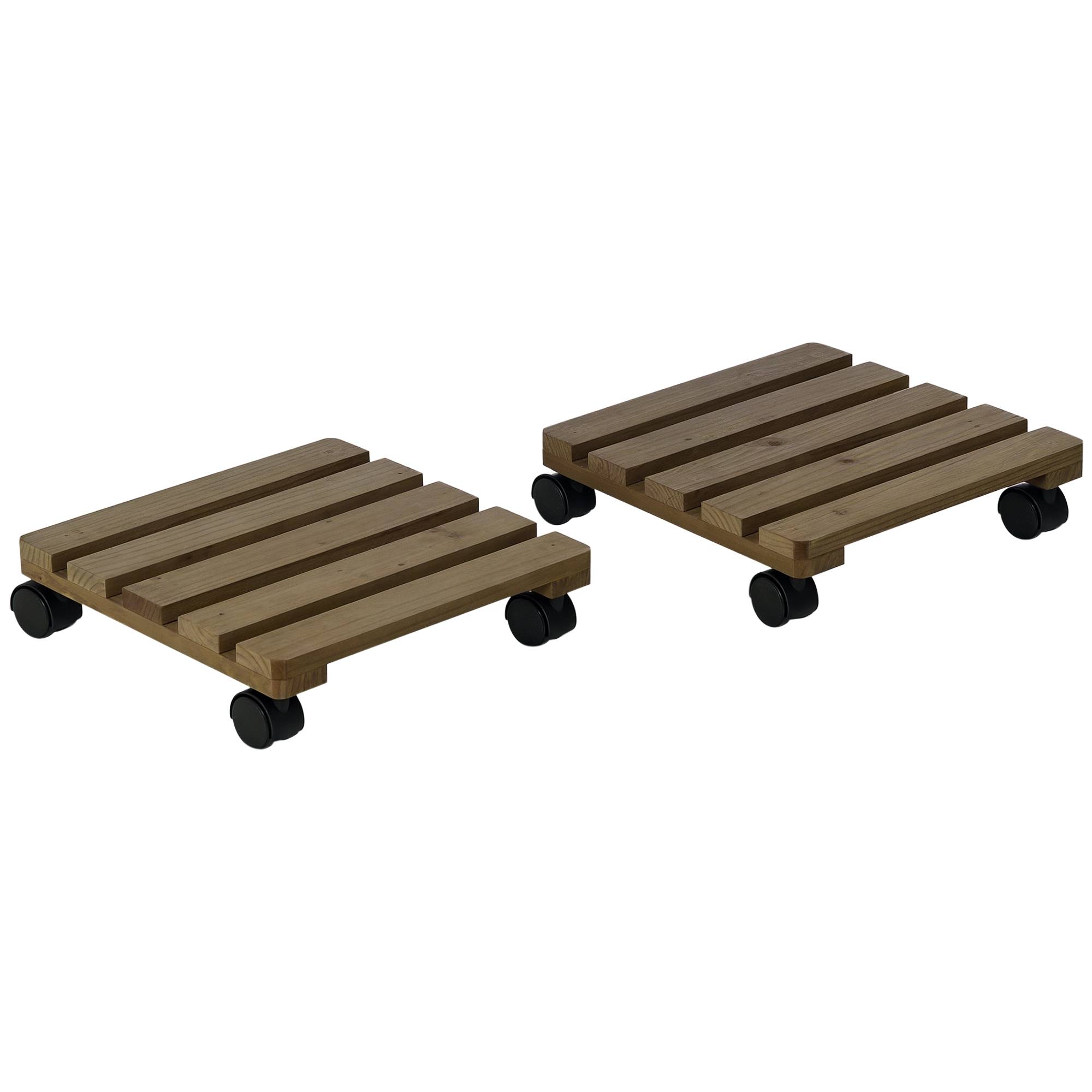 Sans Marque - Lot de 2 supports pour plantes carrés porte plante à roulettes support pour pot de fleurs, pour intérieur et extérieur