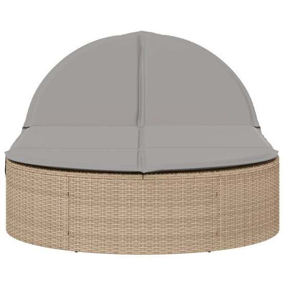 Chaise longue | Transat | Bain de soleil double avec coussins beige résine tressée - Image 3