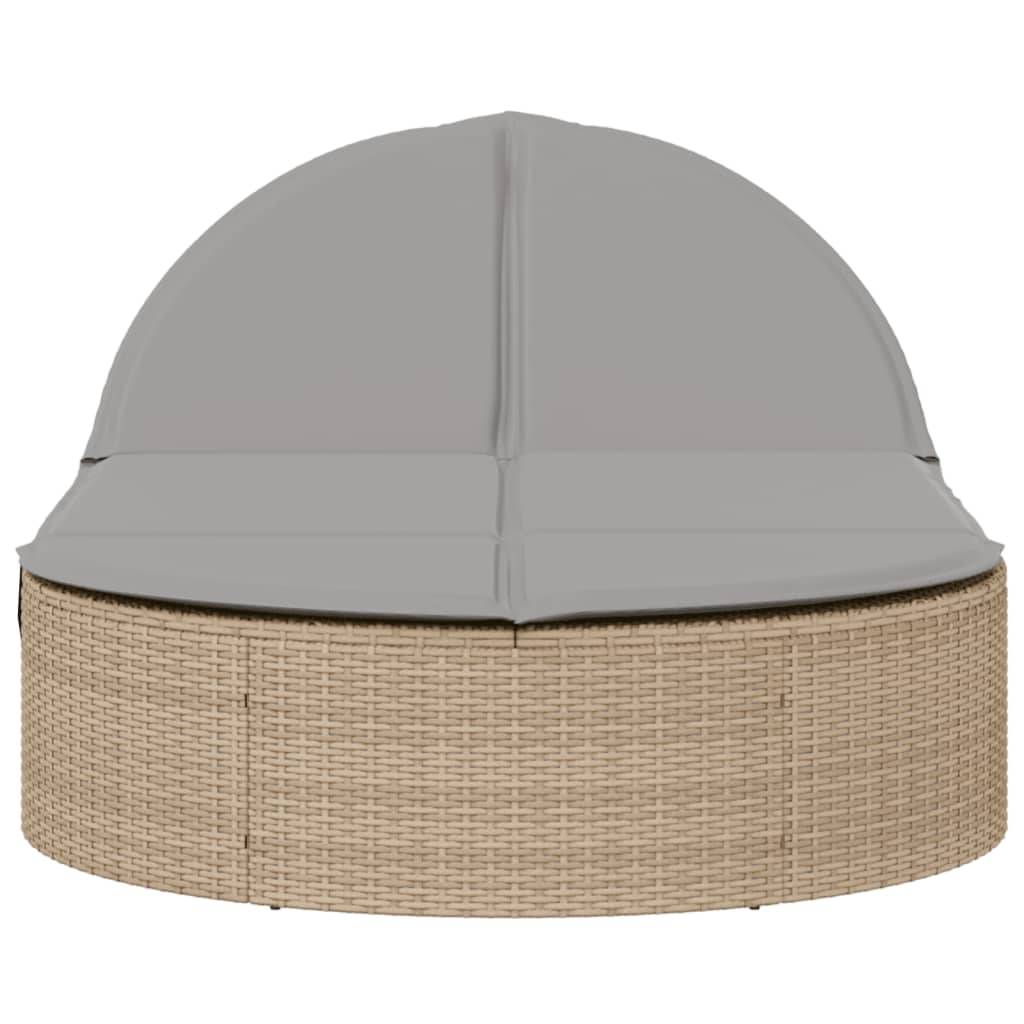 Chaise longue | Transat | Bain de soleil double avec coussins beige résine tressée - Image 3