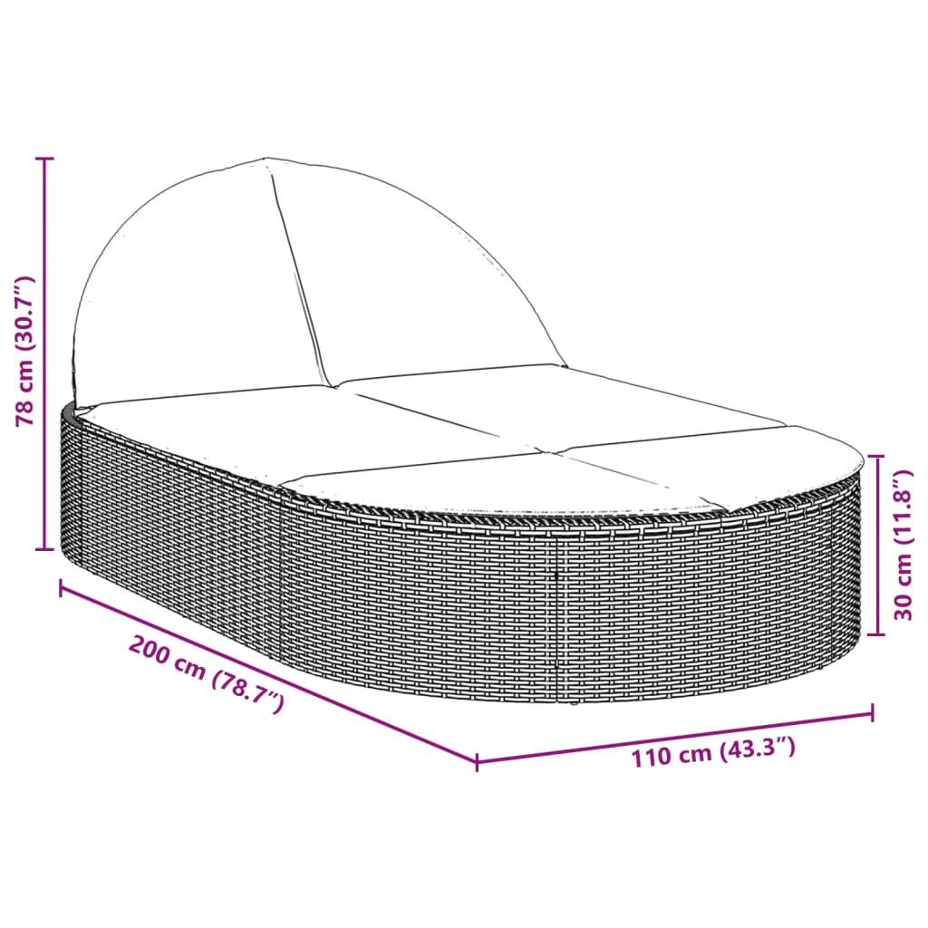 Chaise longue | Transat | Bain de soleil double avec coussins beige résine tressée - Image 8